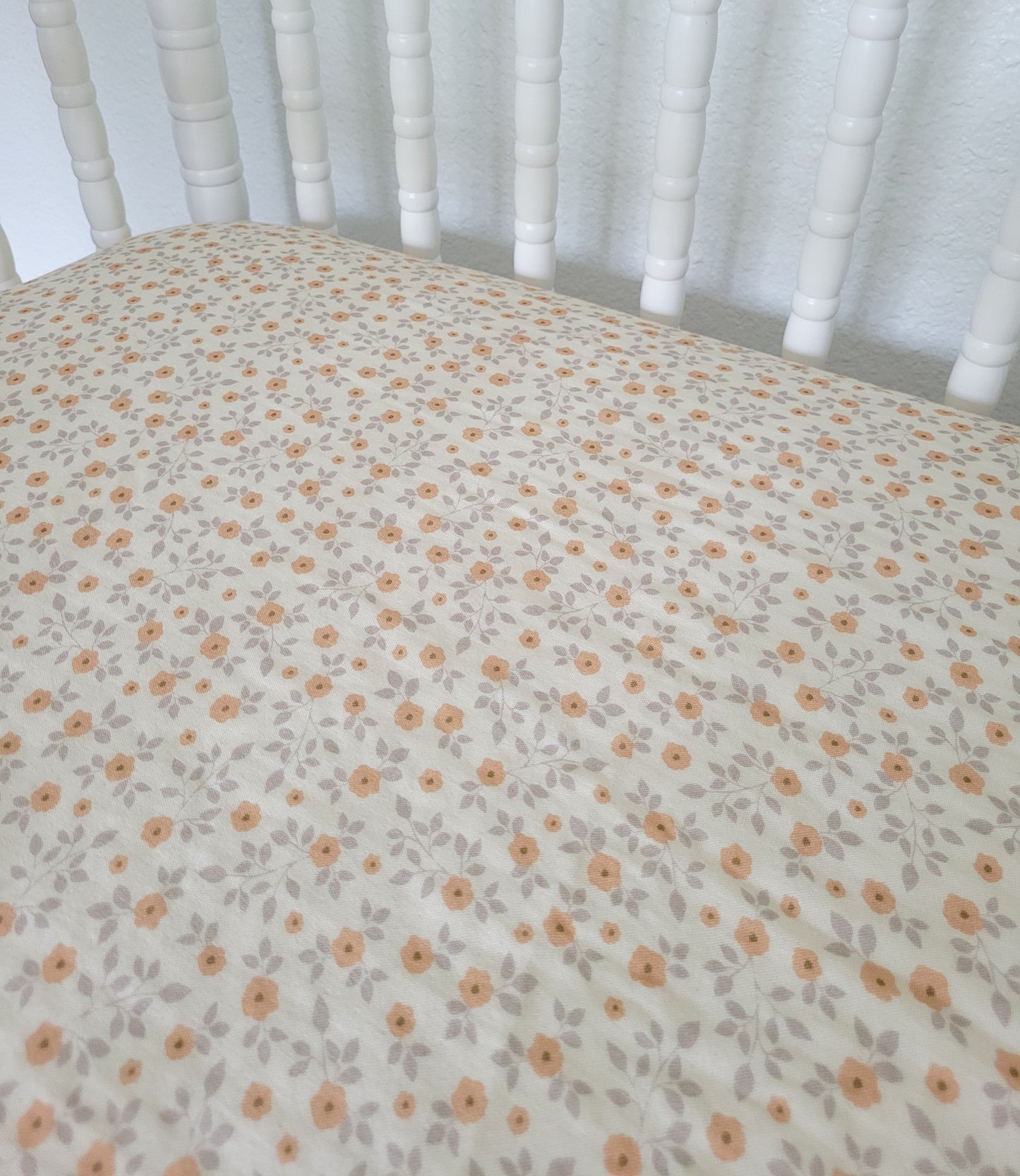 Georgia Peach Floral Muslin Crib Sheet