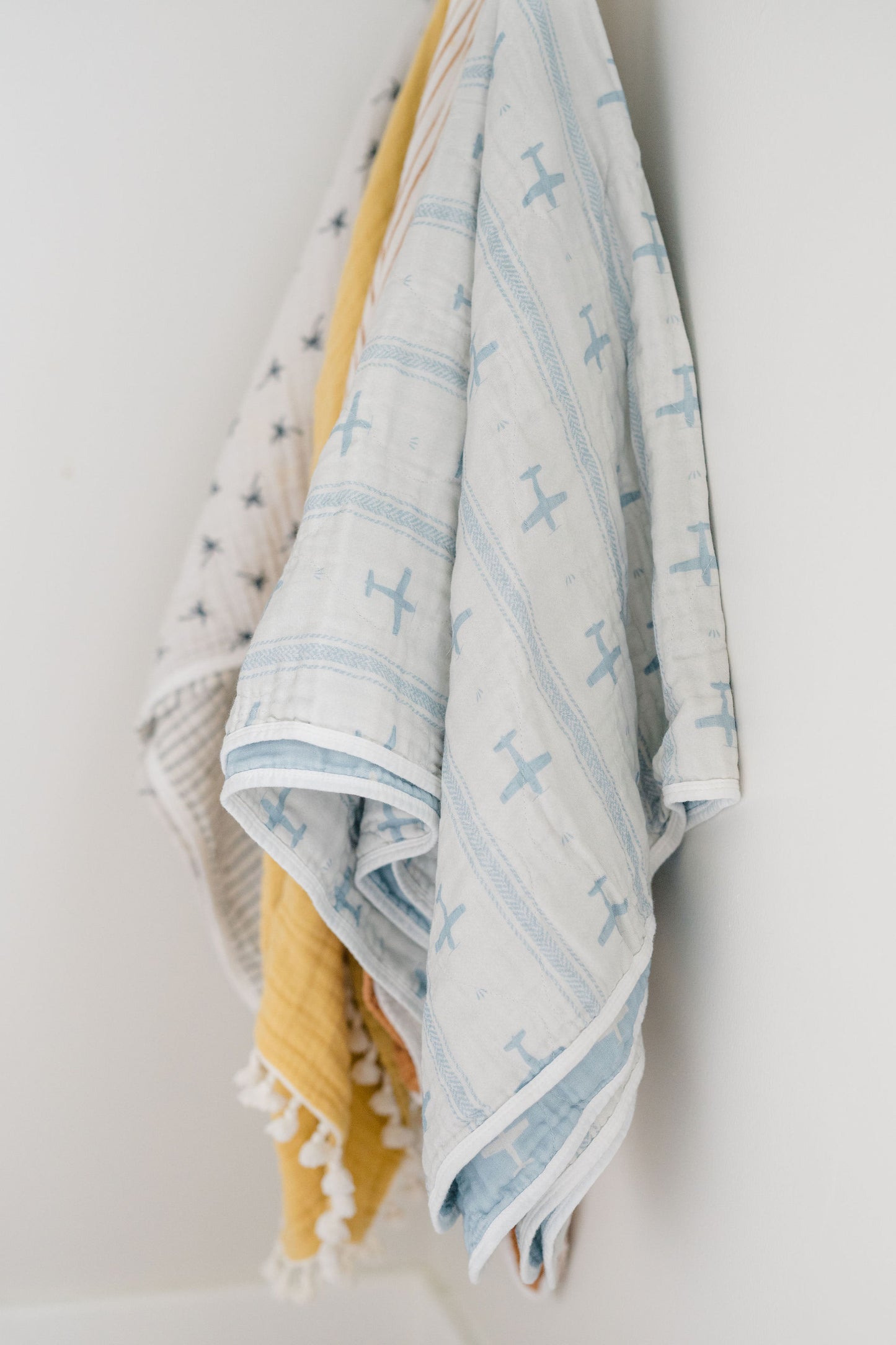 Vintage Airplanes QUILTED 6 Layer Gauze Blanket