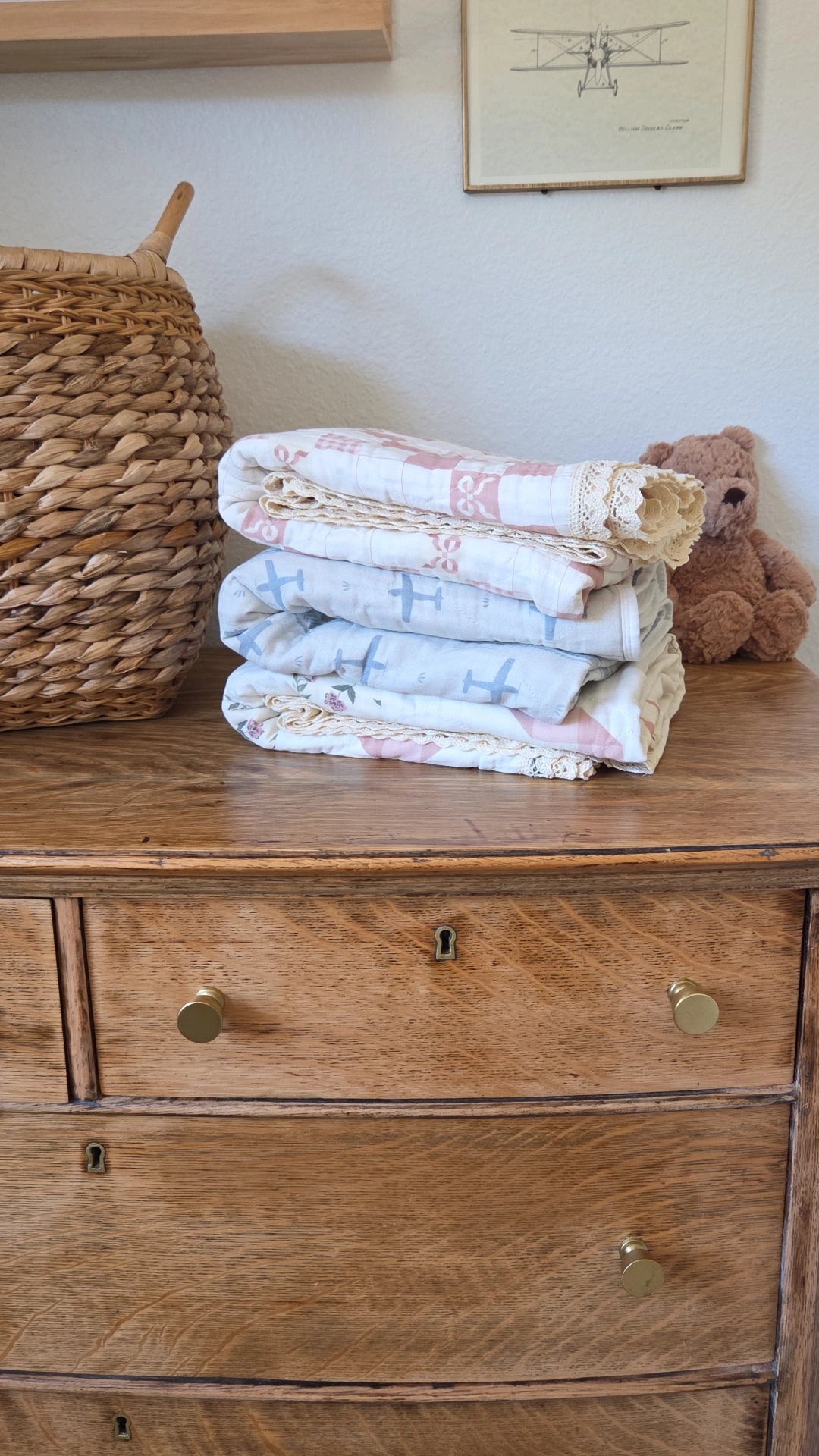 Vintage Airplanes QUILTED 6 Layer Gauze Blanket