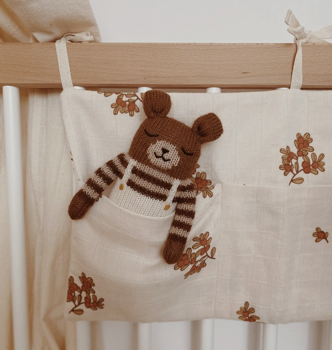 Teddy Knit Toy- Ecru Overalls
