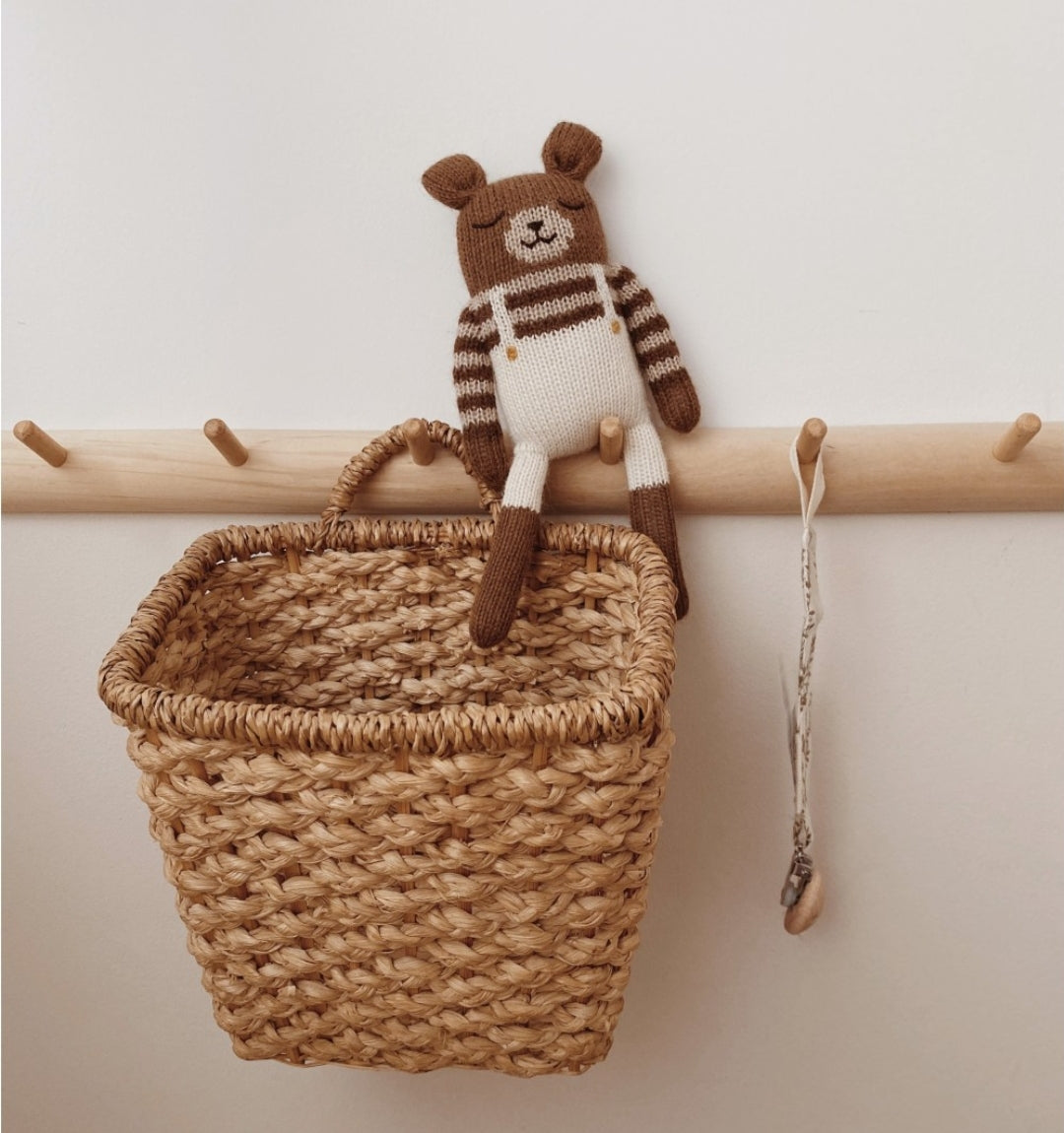 Teddy Knit Toy- Ecru Overalls