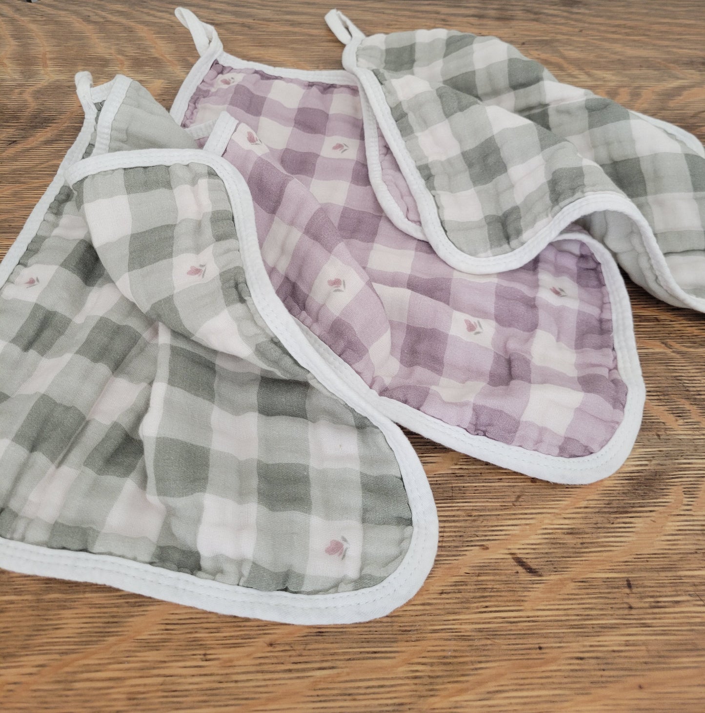 Multi-use Cloths- Luella Gingham Floral- Evergreen