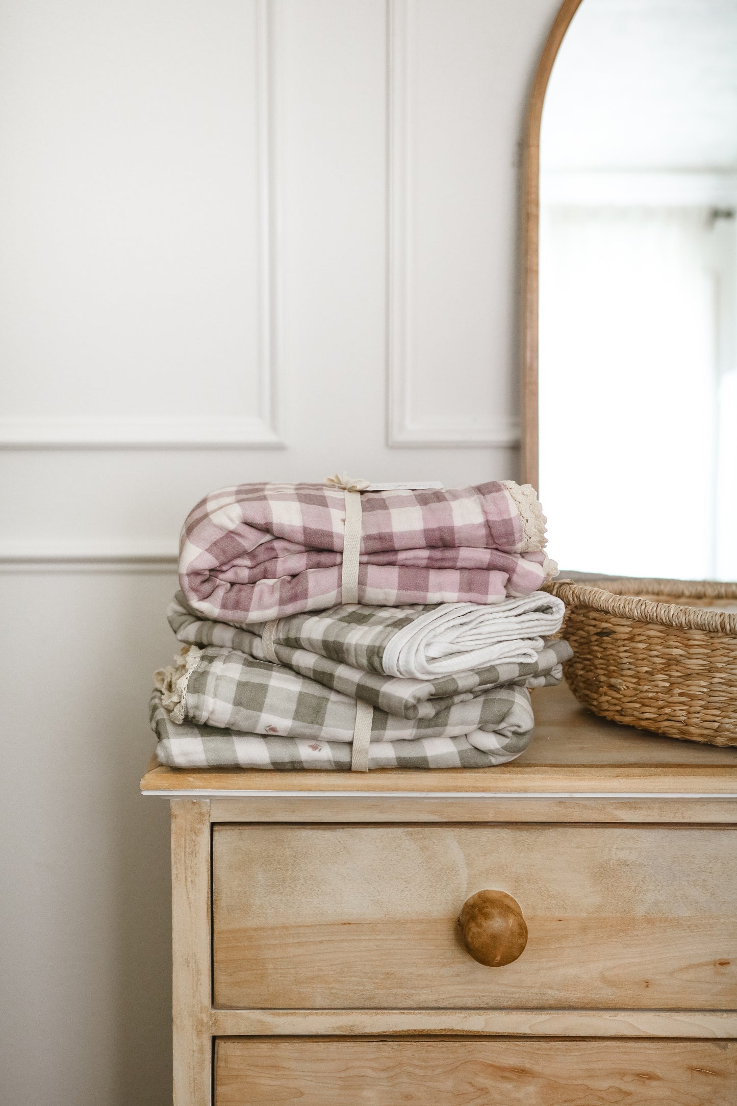 Evergreen Gingham 6 Layer Gauze Blanket