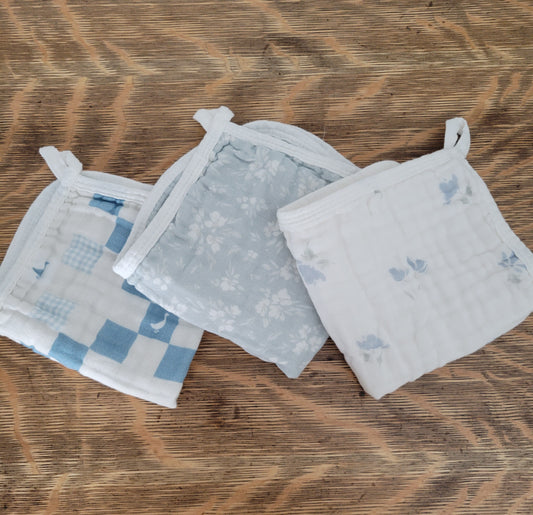 Multi-use Cloths- 3 PACK SET- VINTAGE BLUES