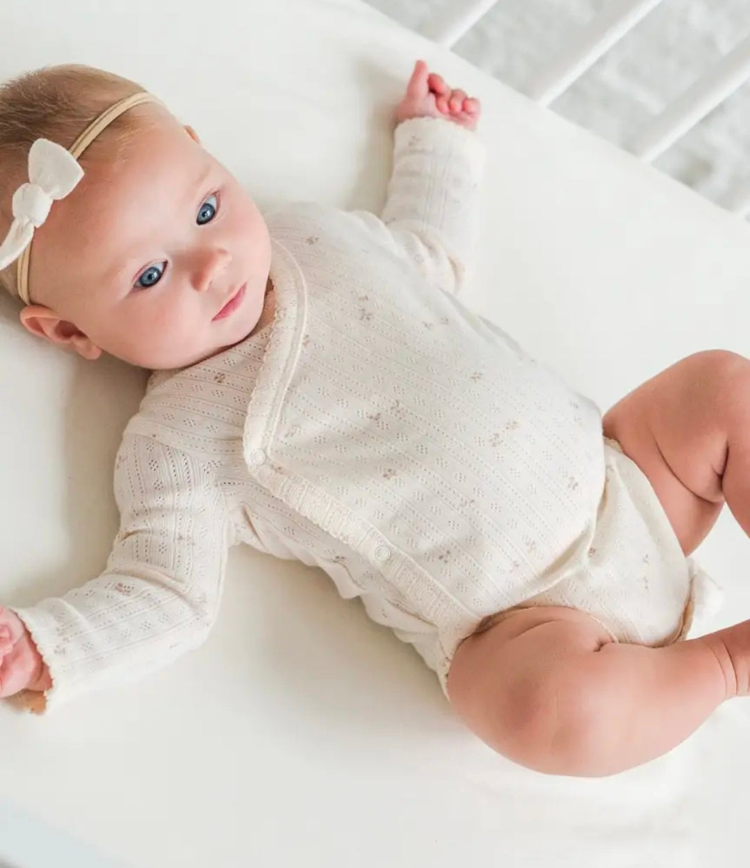 Hilda Brushed Back Pointelle Long Sleeve Bodysuit- Haran Floral