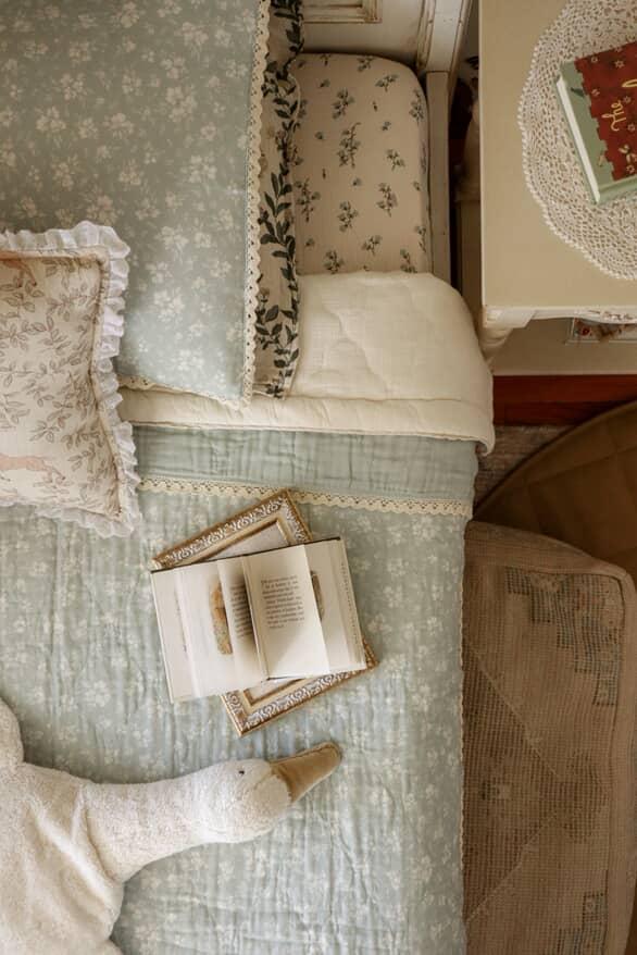 Big Kid Throw Blanket + Sham SET- Daphne Icy Blue Floral