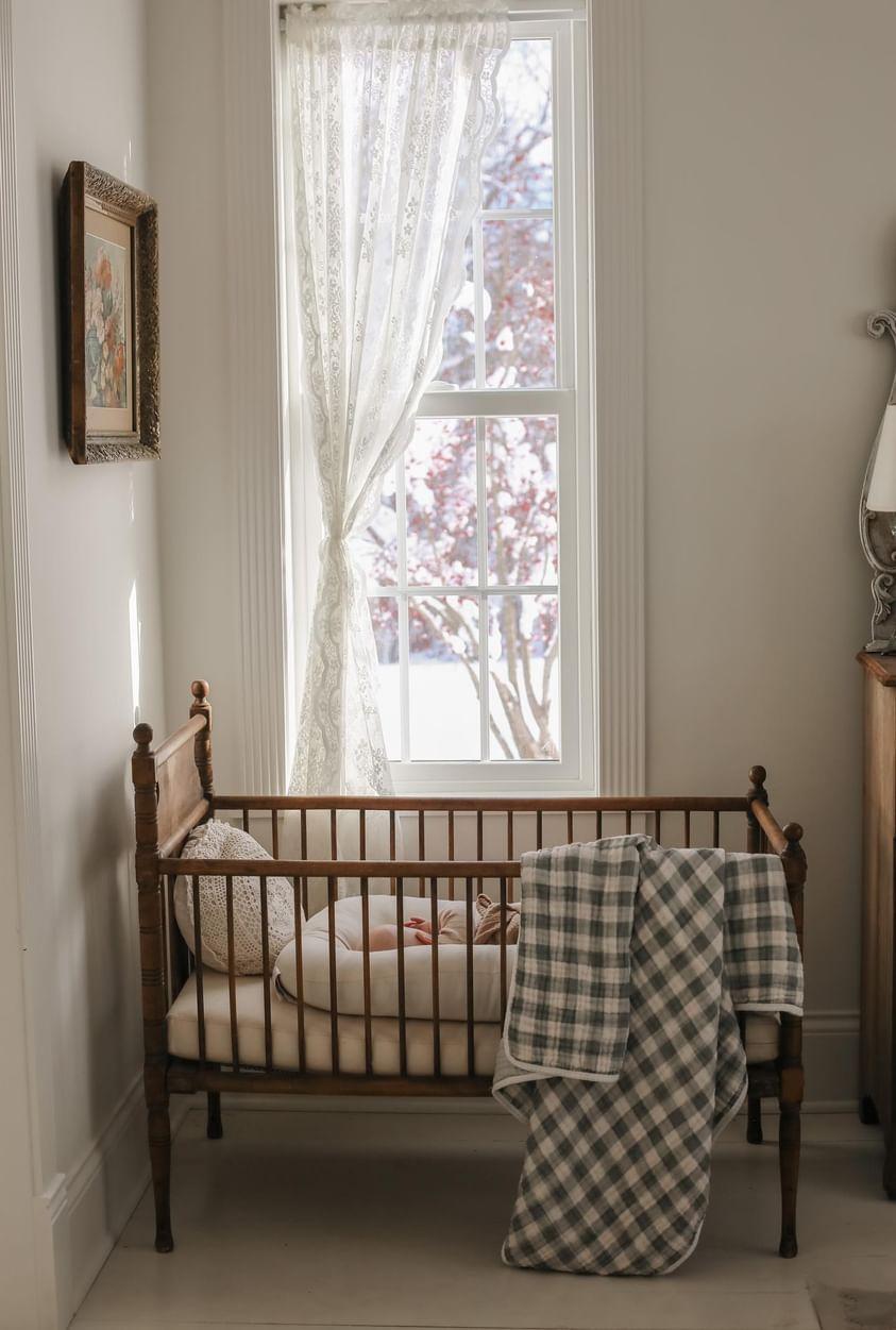 Evergreen Gingham 6 Layer Gauze Blanket