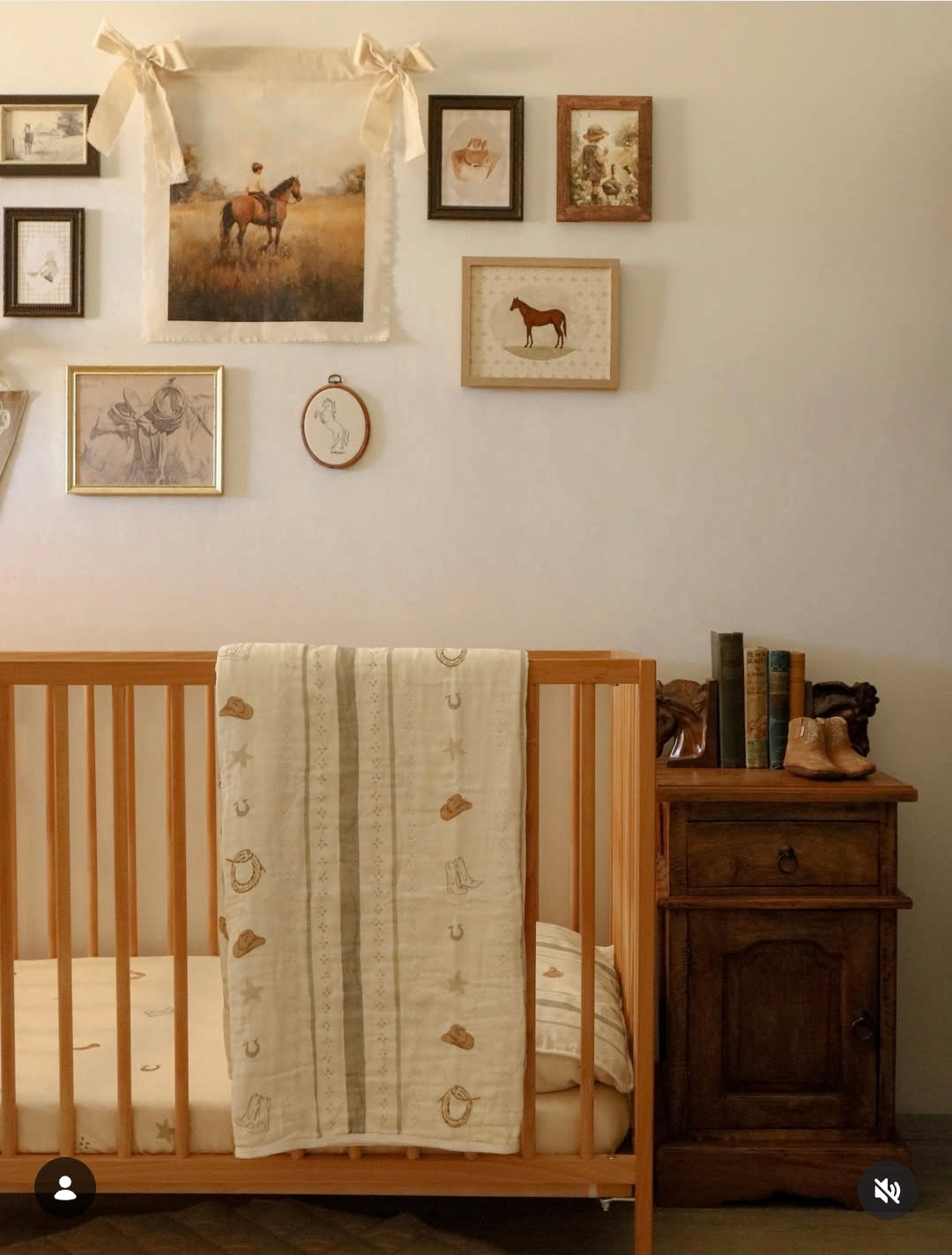 Big Kid Blanket 6 Layer Gauze QUILTED- Vintage Cowboy