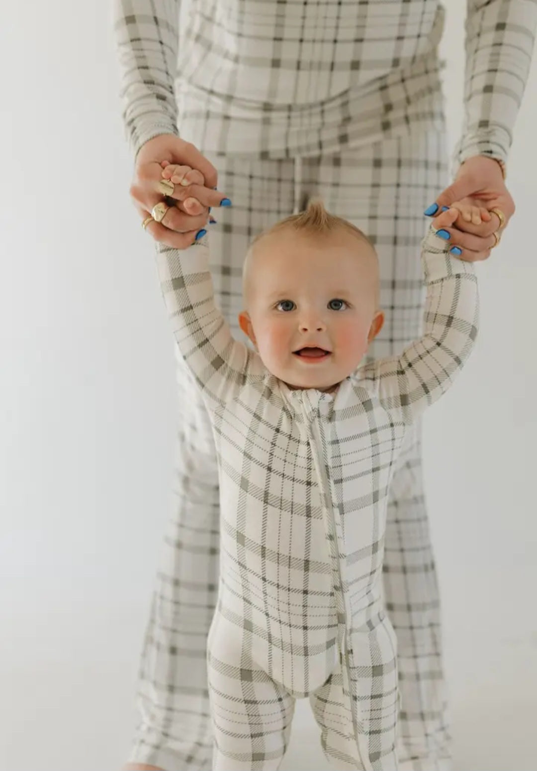Forever French Bamboo Zip Pajamas- Picnic Plaid