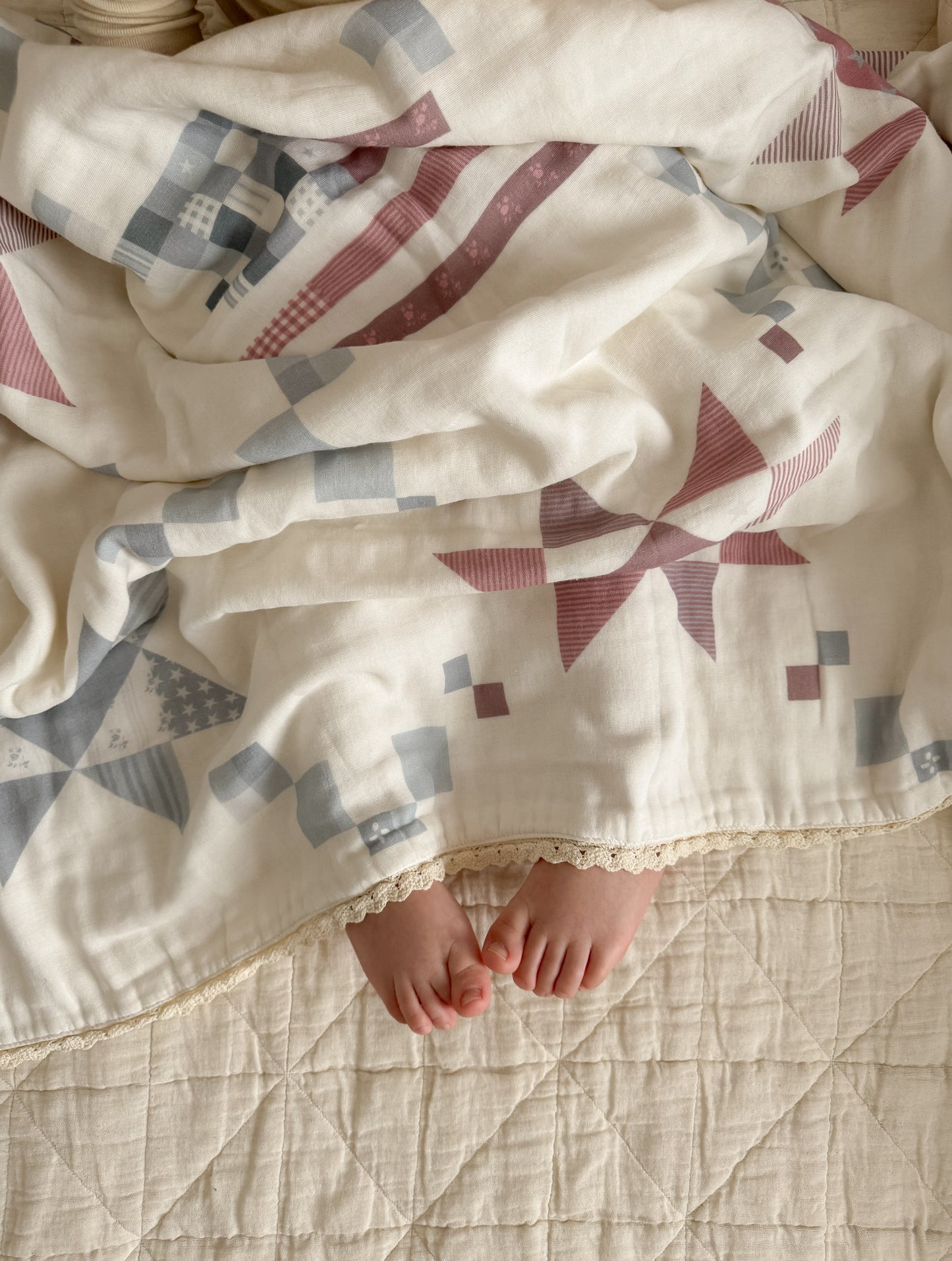 Vintage American Flag Quilt 6 Layer Gauze Blanket