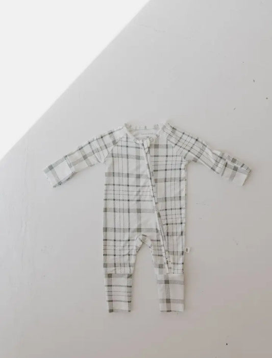 Forever French Bamboo Zip Pajamas- Picnic Plaid