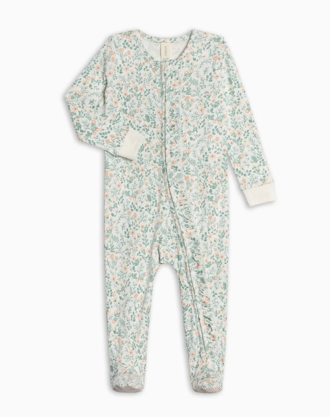 Neve Ruffle Zipper Footie- Laguna + Shell