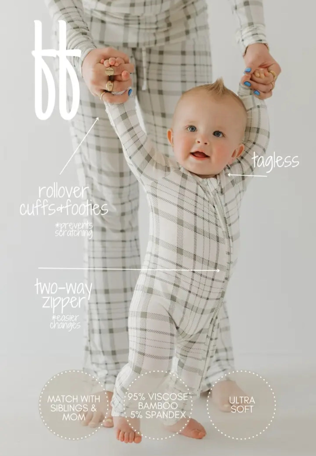 Forever French Bamboo Zip Pajamas- Picnic Plaid
