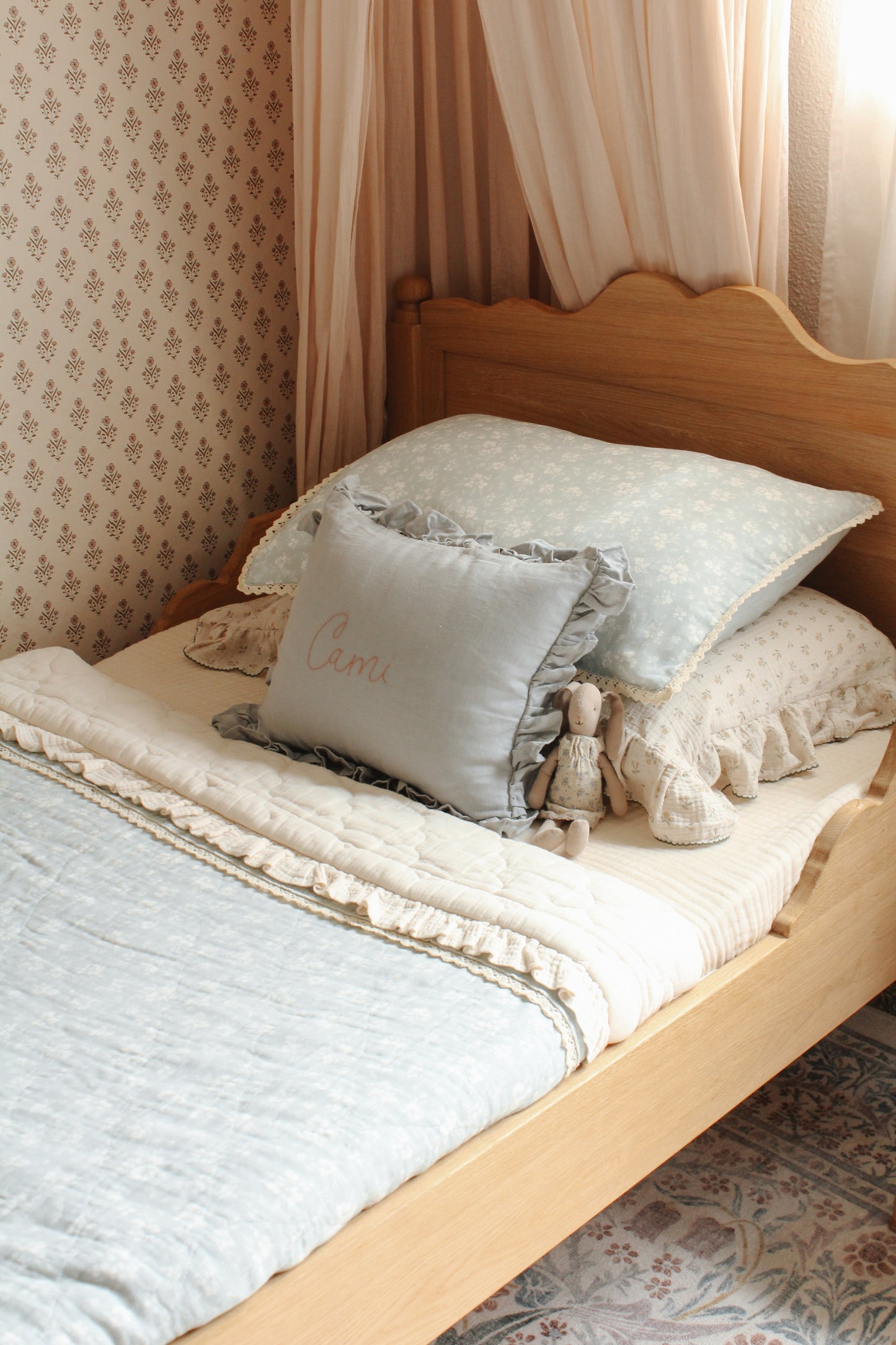 Pillowcase Sham- Daphne Icy Blue Floral