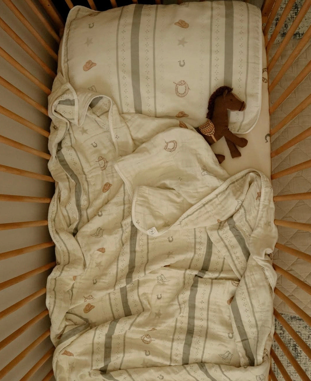 Big Kid Throw Blanket + Sham SET- Vintage Cowboy