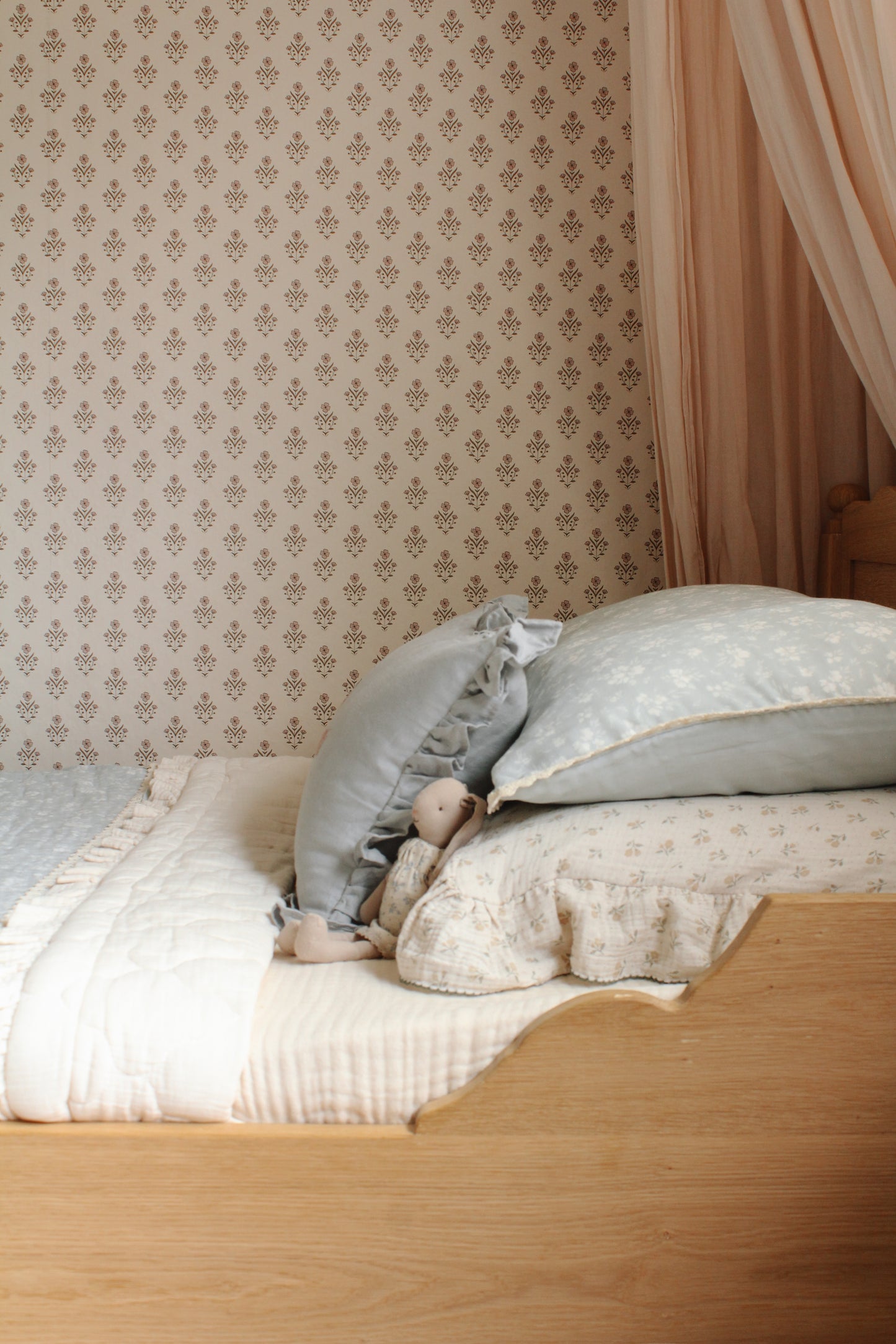 Big Kid Throw Blanket + Sham SET- Daphne Icy Blue Floral