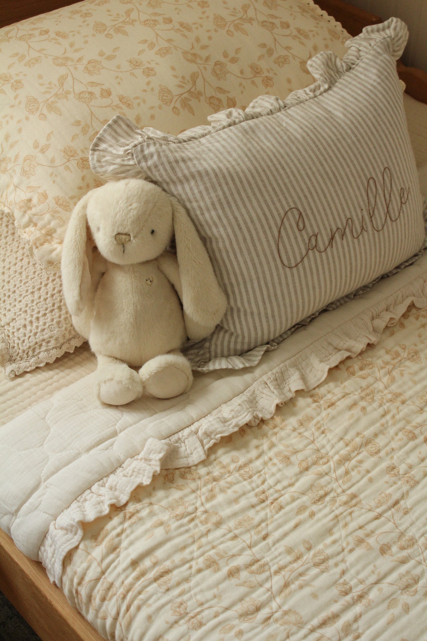 Big Kid Throw Blanket + Sham SET- Goldie Buttercream Floral