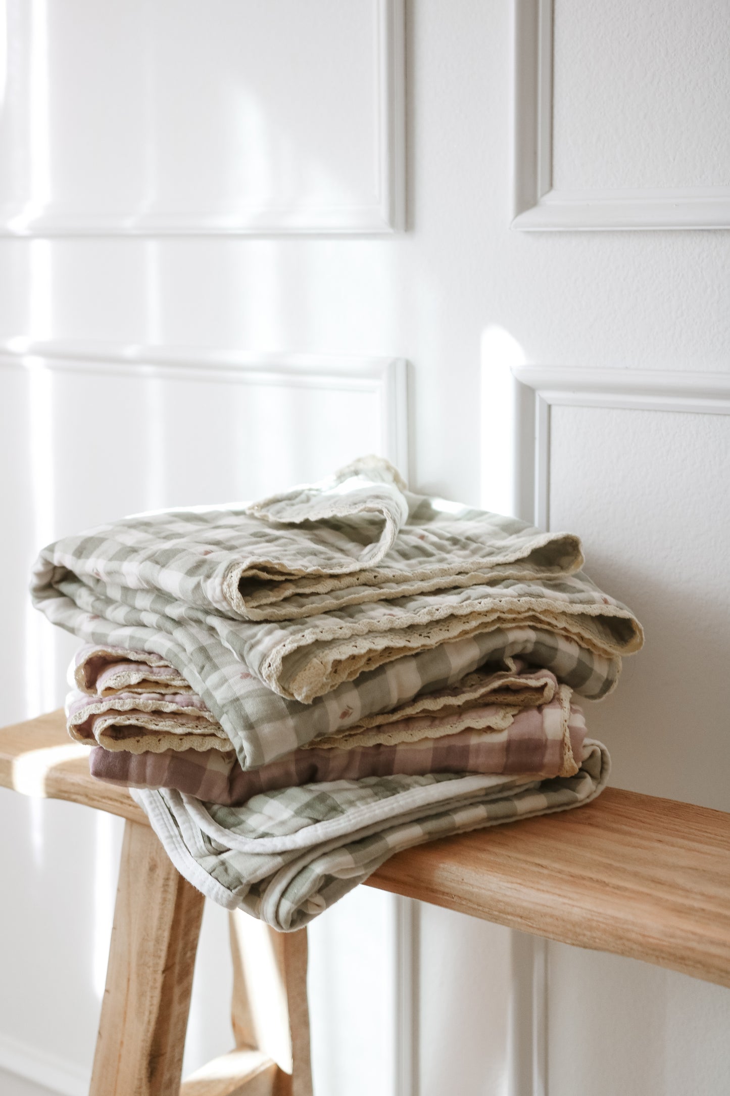 Evergreen Gingham 6 Layer Gauze Blanket