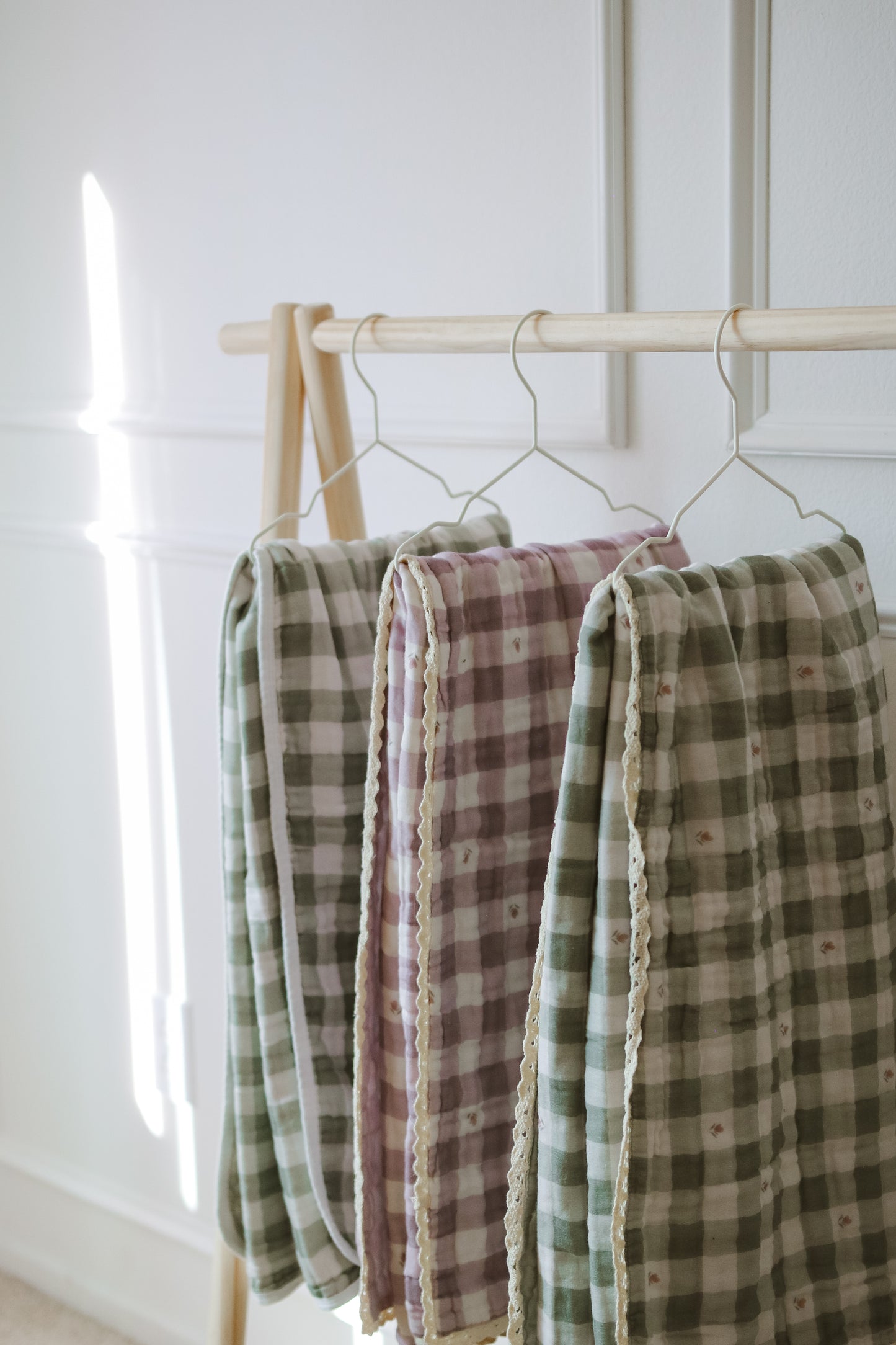 Evergreen Gingham 6 Layer Gauze Blanket