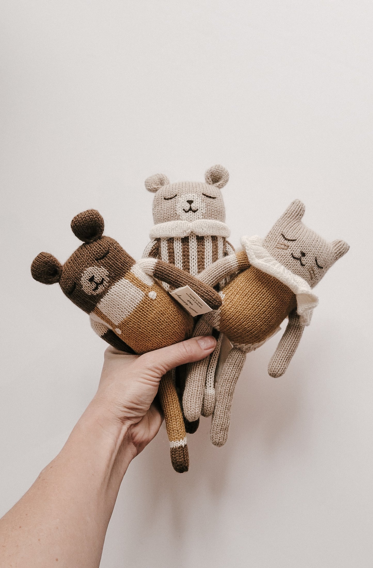 Teddy Knit Toy- Ochre Striped Jumpsuit