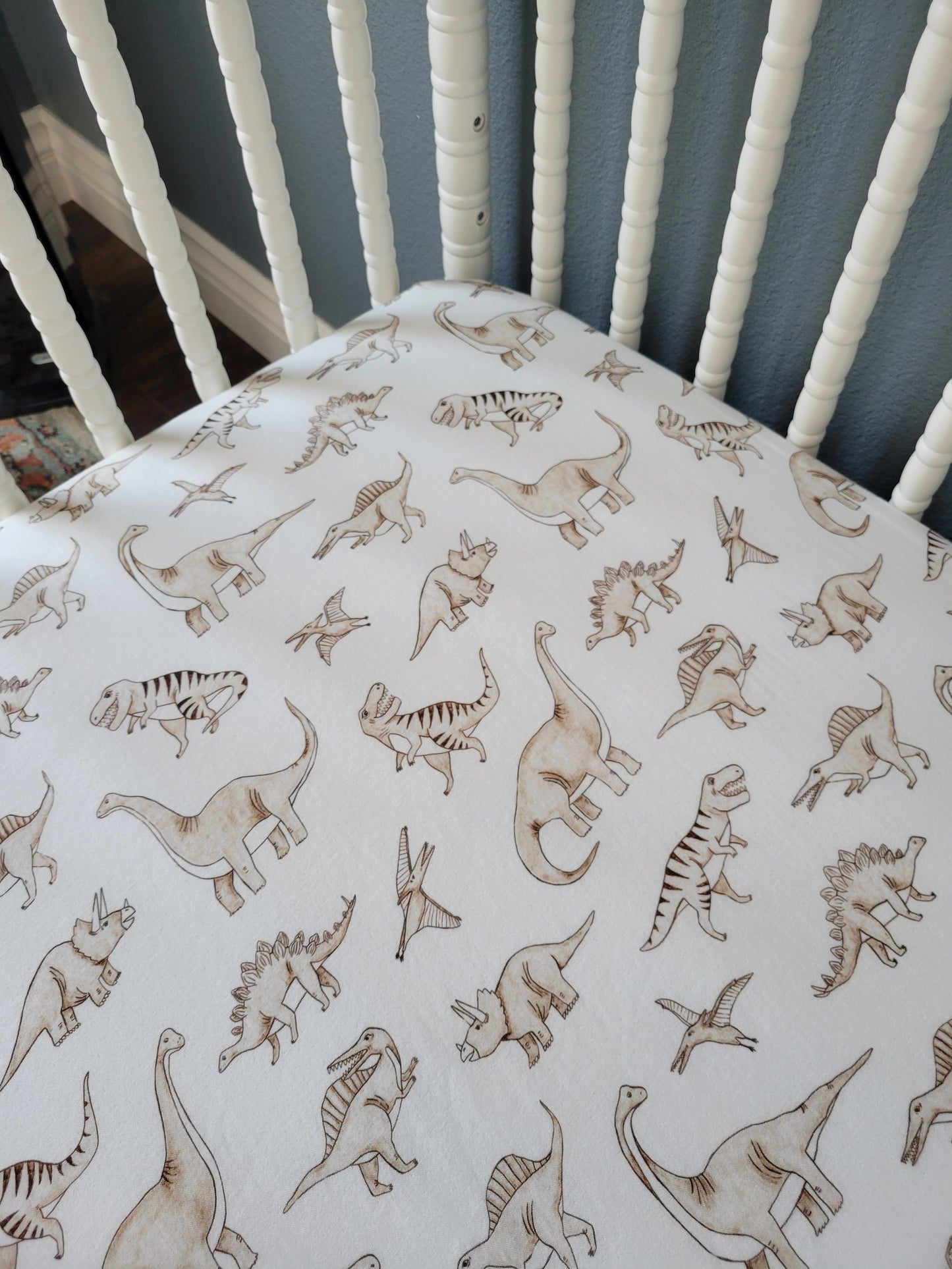 Sketched Dinos Crib Sheet