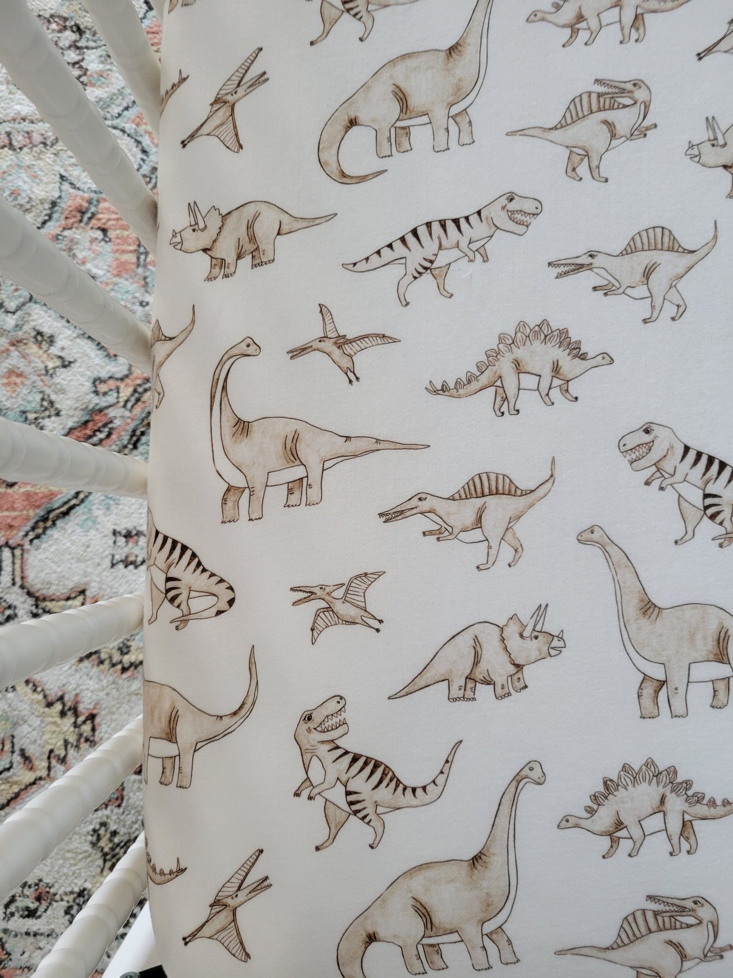 Sketched Dinos Crib Sheet