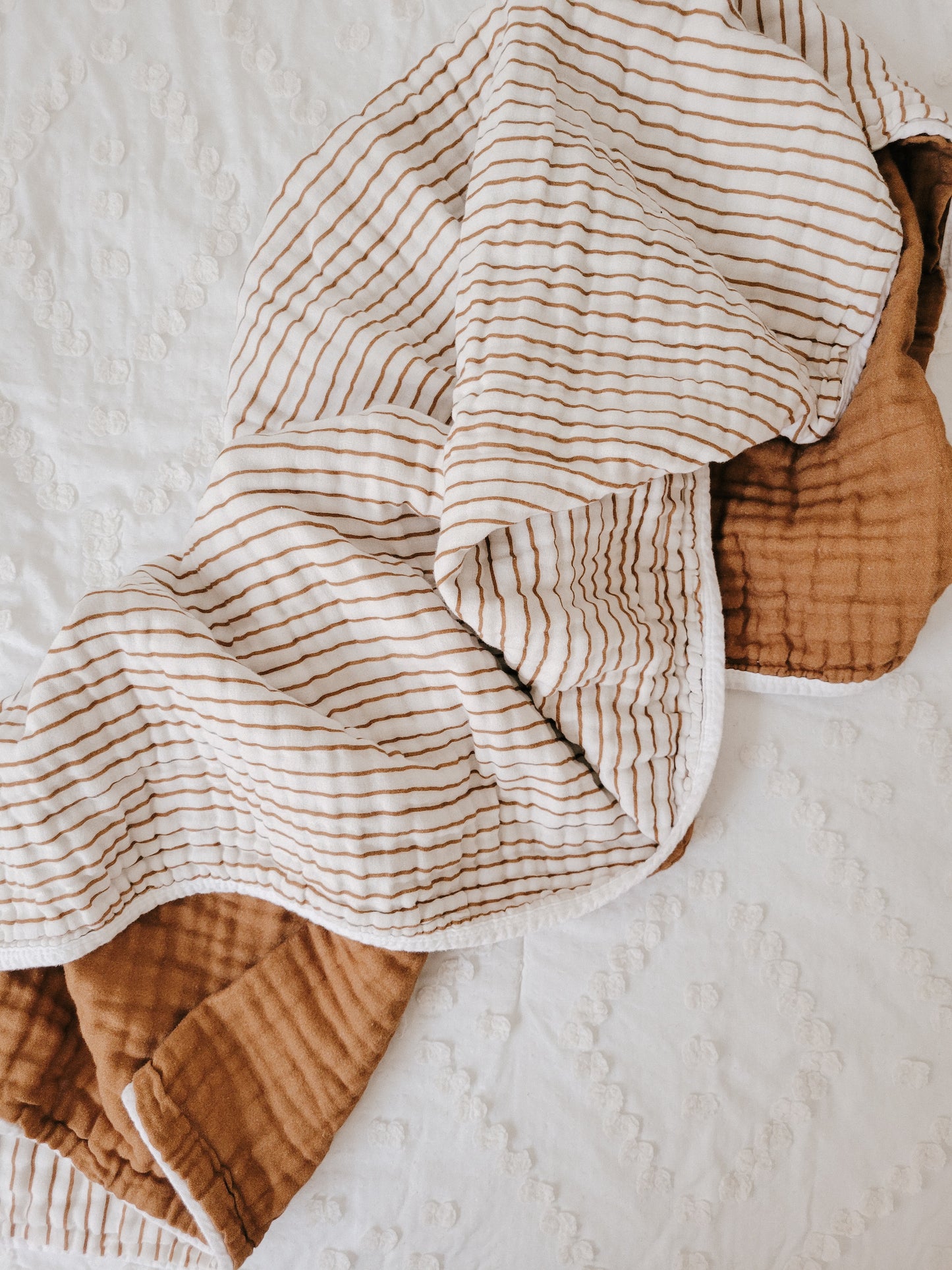 Nutmeg Stripe 6 Layer Gauze Blanket