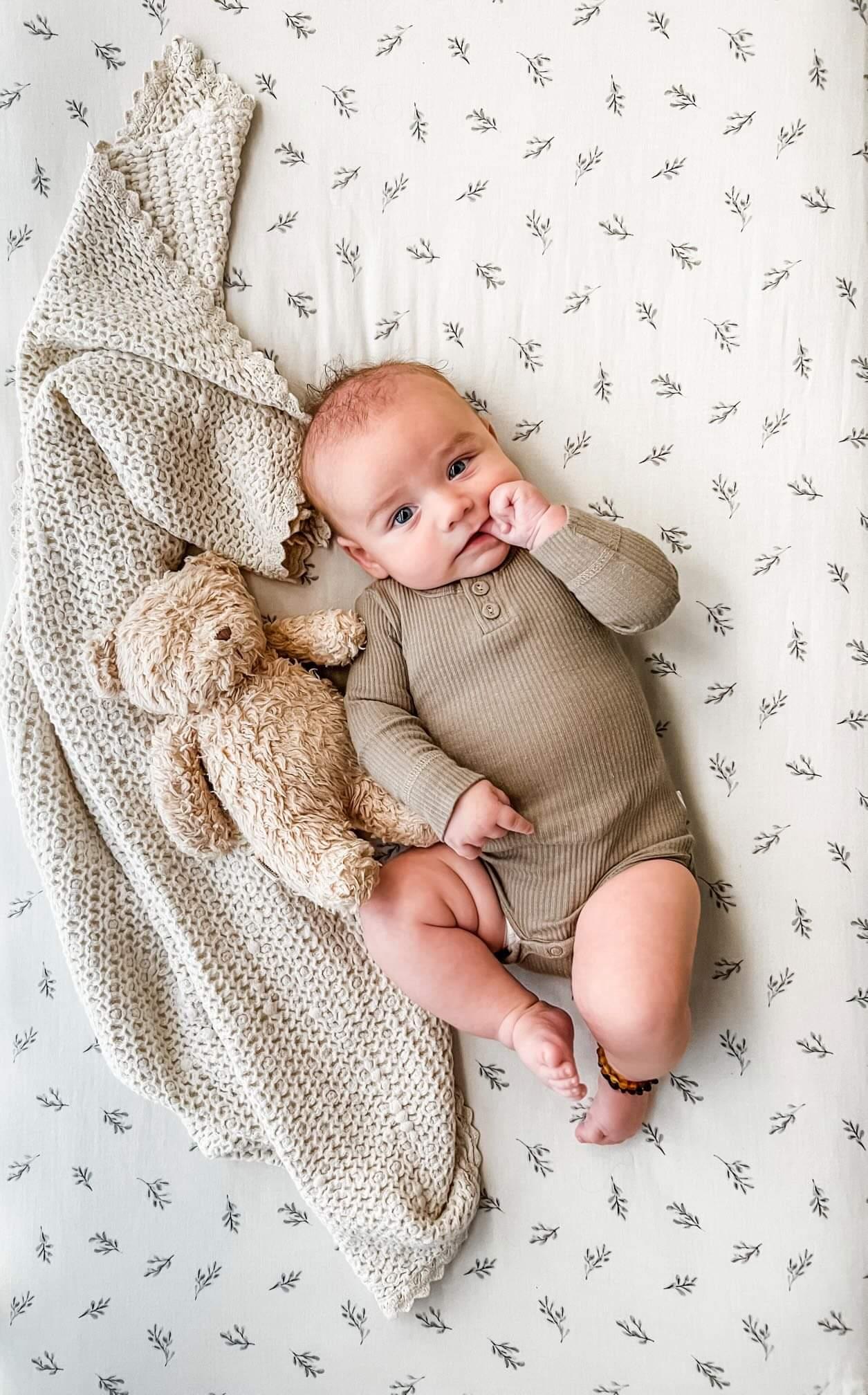 Sage Leaf Muslin Crib Sheet