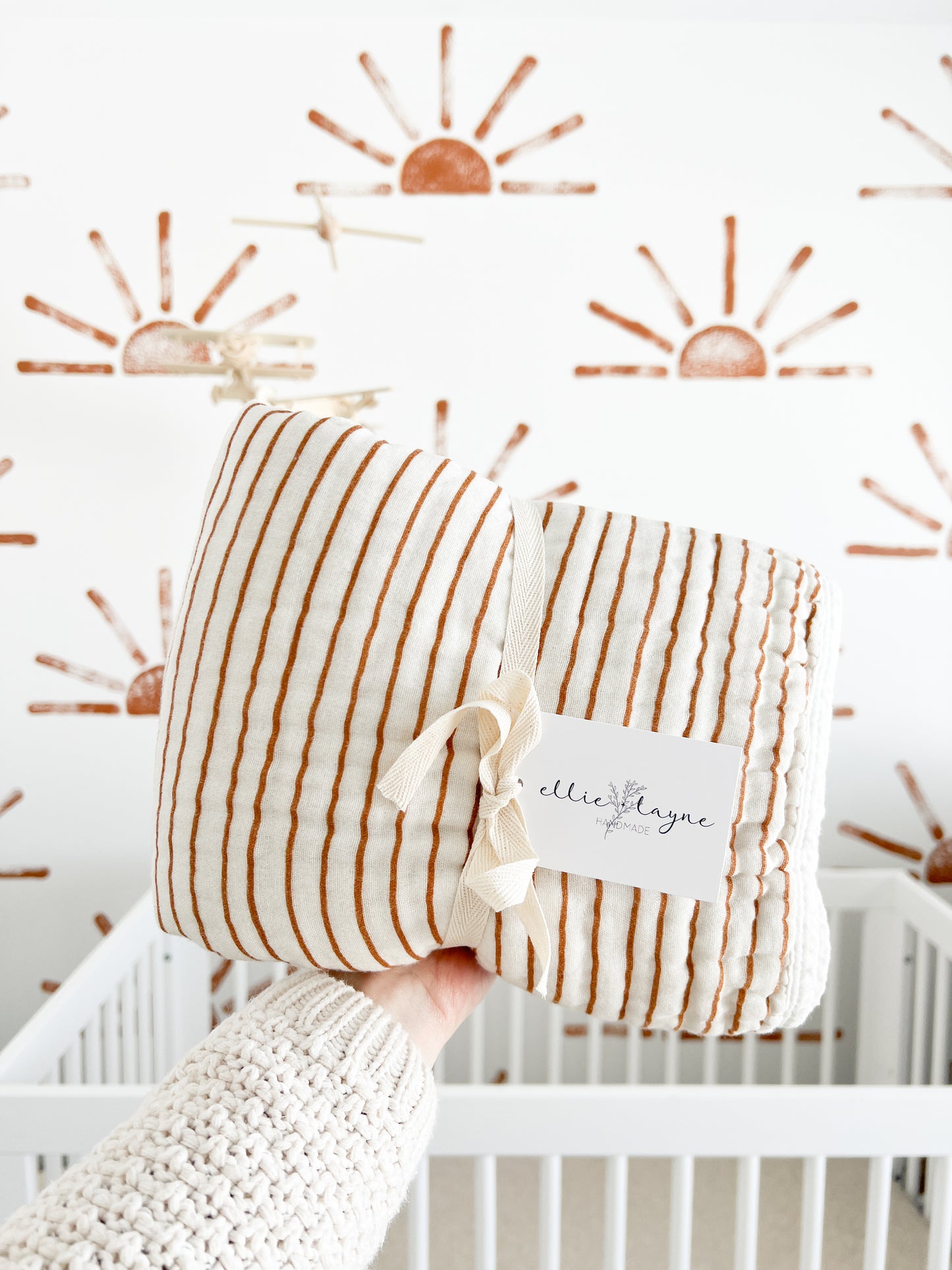 Nutmeg Stripe 6 Layer Gauze Blanket