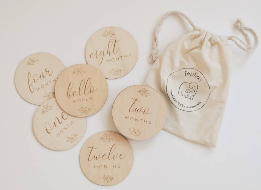 Baby Monthly Milestone Wooden Cards