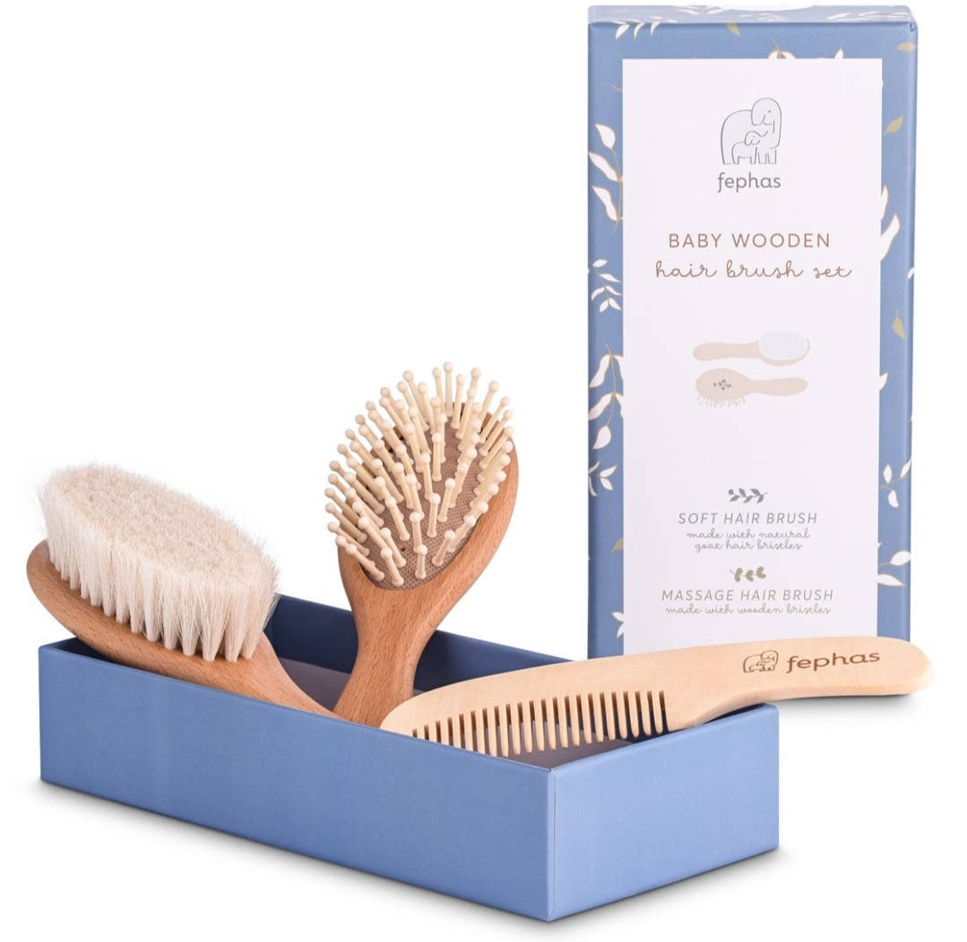 Wooden Baby Hair Brush Set