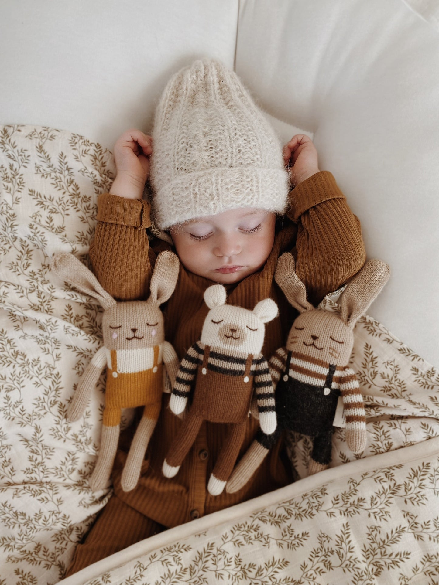 Polar Bear Knit Toy- Nut Overalls
