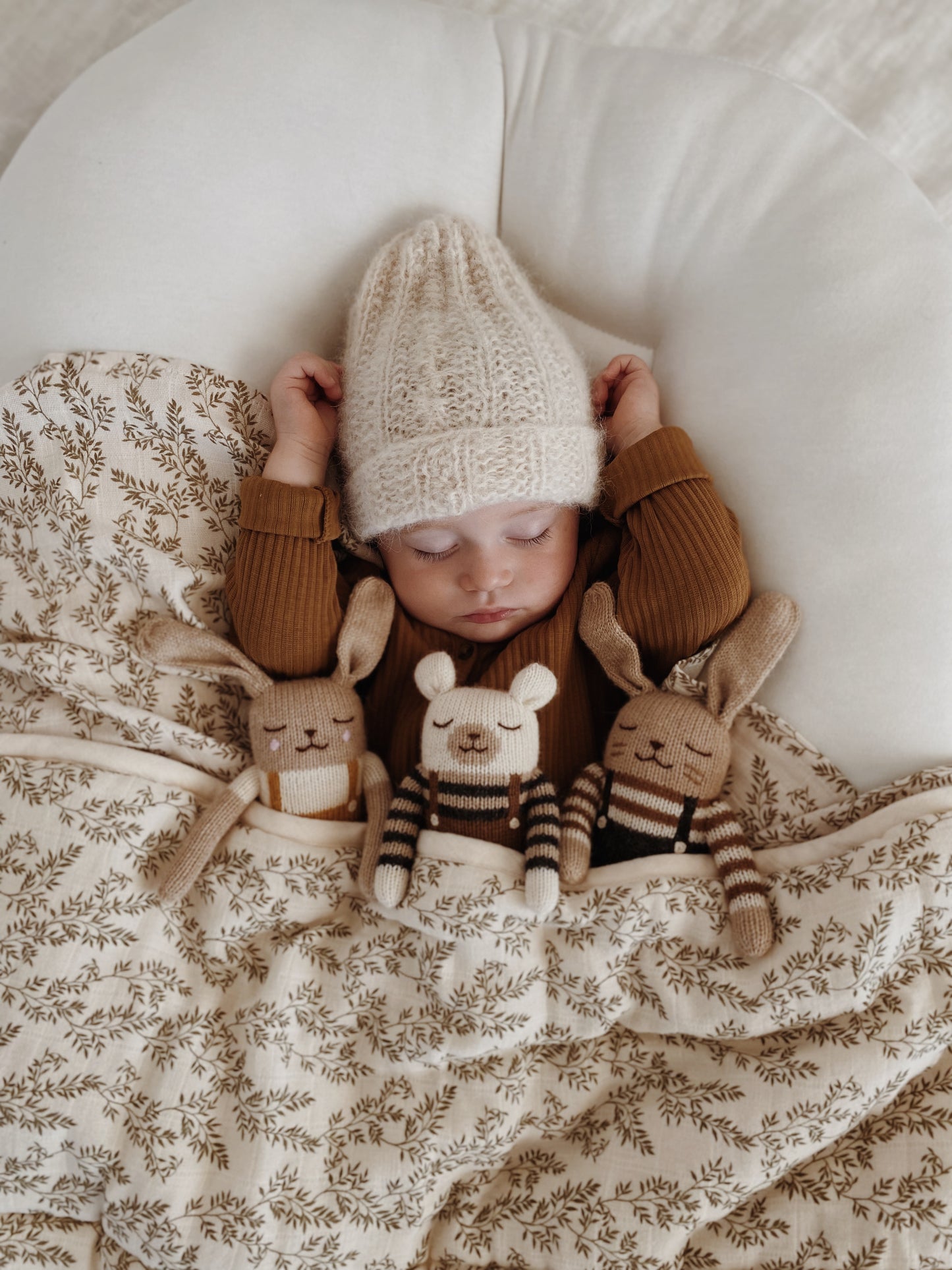 Polar Bear Knit Toy- Nut Overalls