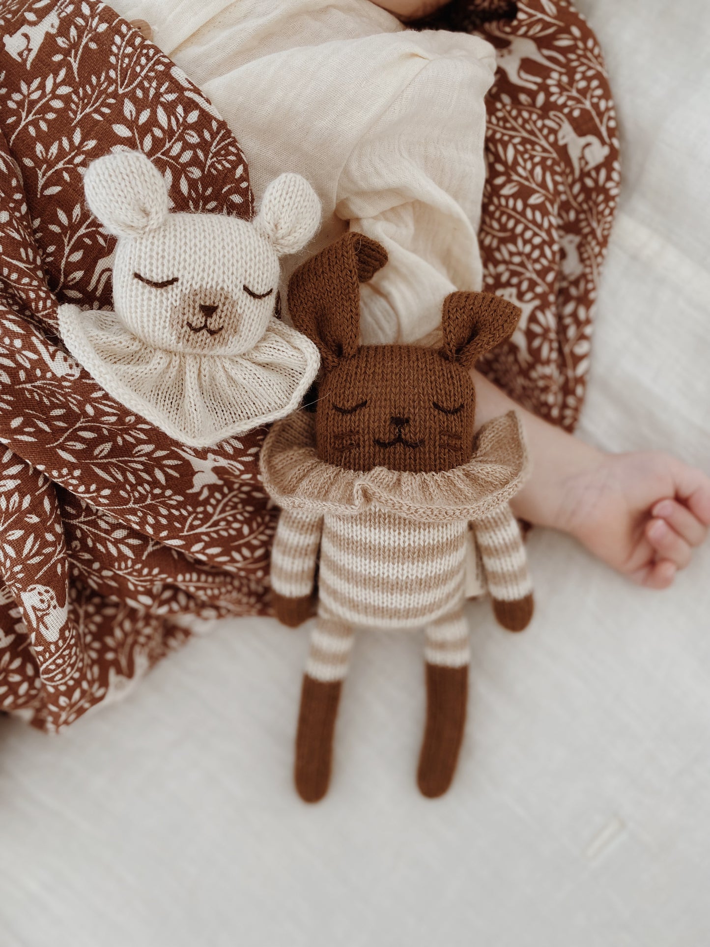 Bunny Knit Toy- Sand Striped Romper
