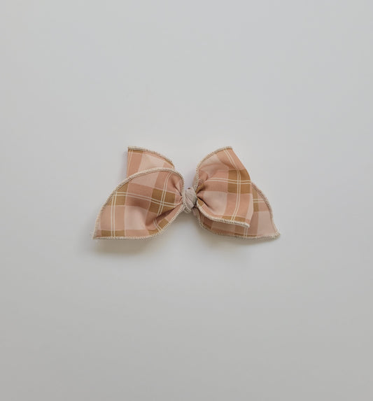 Small Emery Bow- Pink and Honey Tartan