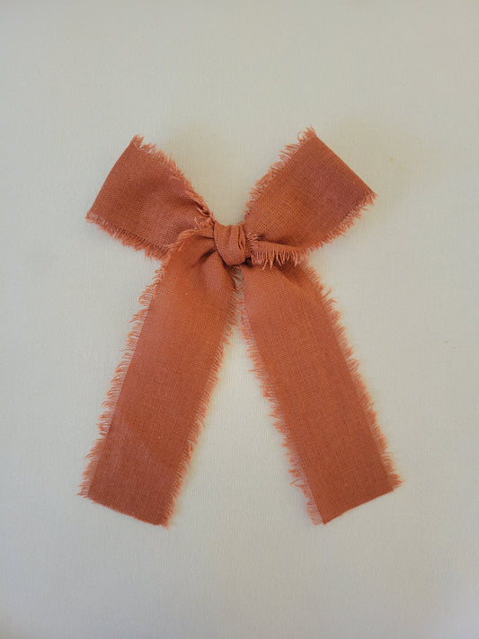 Midi Emery Bow- Frayed Rust Ribbon Bow
