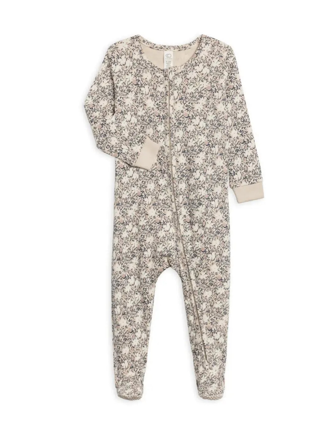 Peyton Zipper Sleeper- Verbena Floral/wren + navy