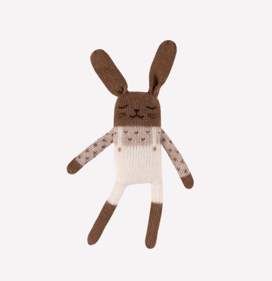 Bunny Knit Toy- Ecru Overalls