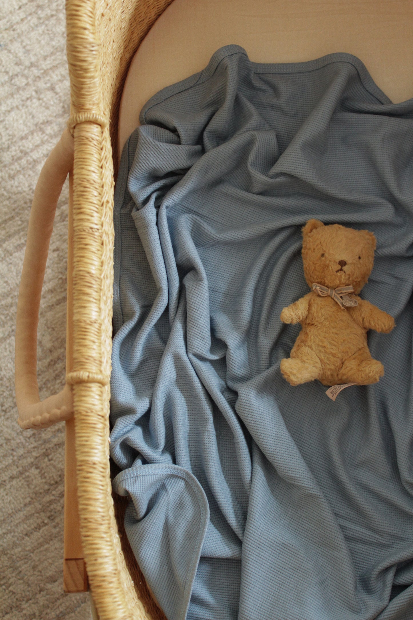 Waffle Knit Receiving Blanket - Dusty Blue