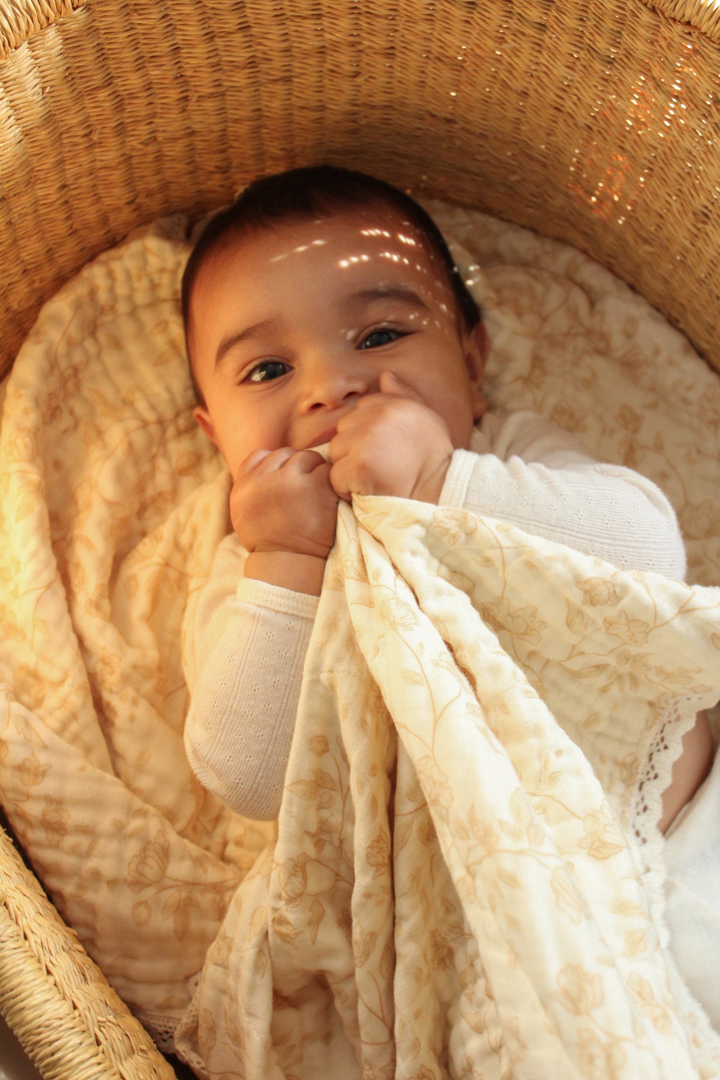 Goldie Buttercream Floral QUILTED 6 Layer Gauze Blanket