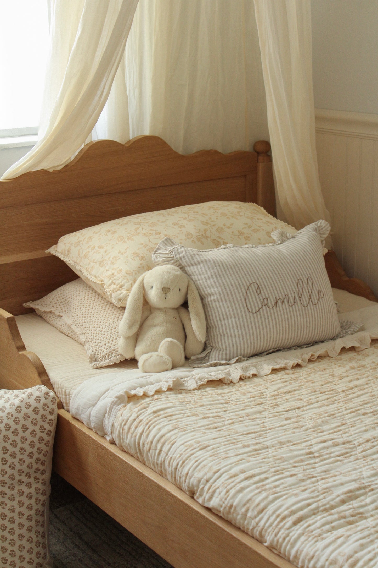 Big Kid Blanket 6 Layer Gauze QUILTED- Goldie Buttercream Floral