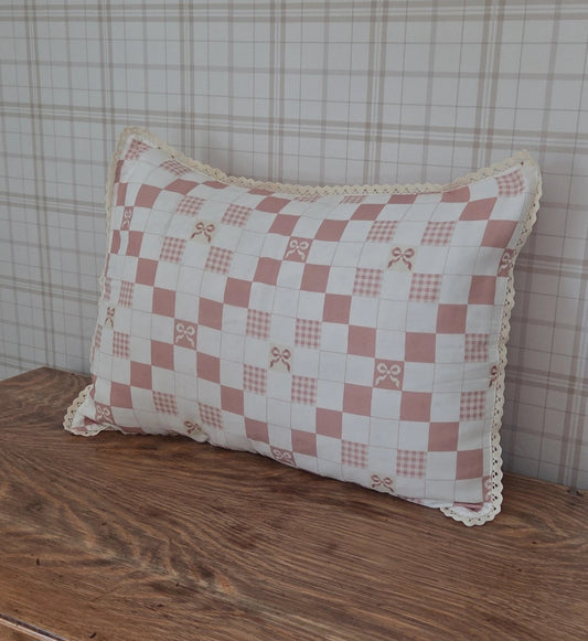 Pillowcase Sham- Pink Bows and Gingham