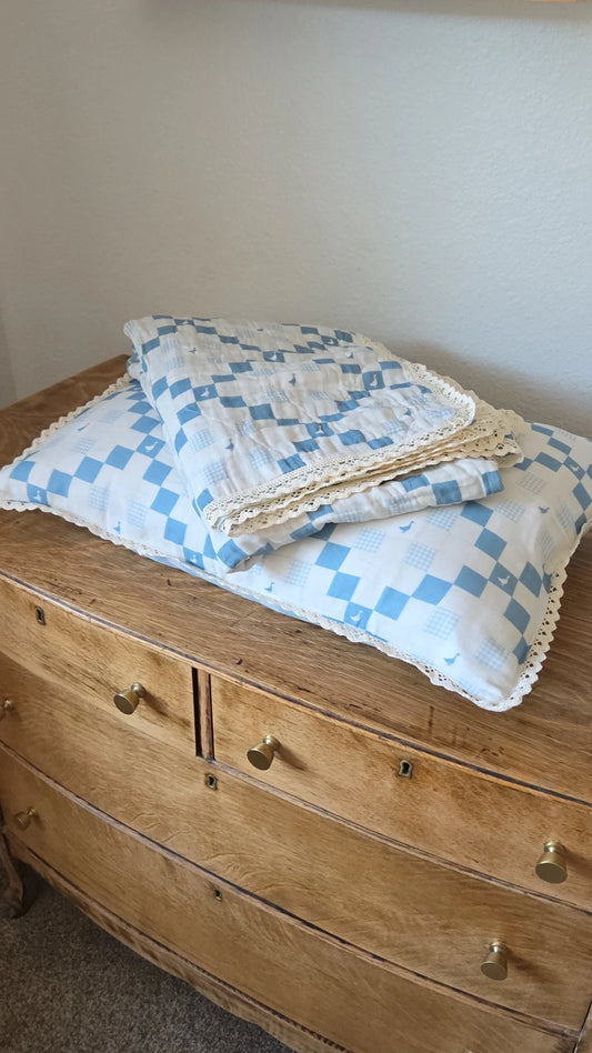 Big Kid Throw Blanket + Sham SET- Goose Quilt