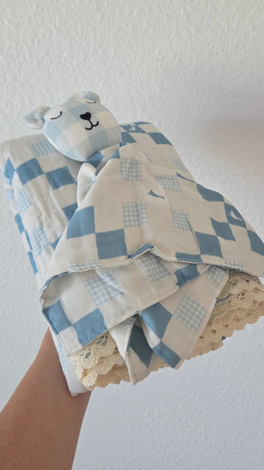 Grandma's Goose Quilt Blanket + Bear Lovey SET