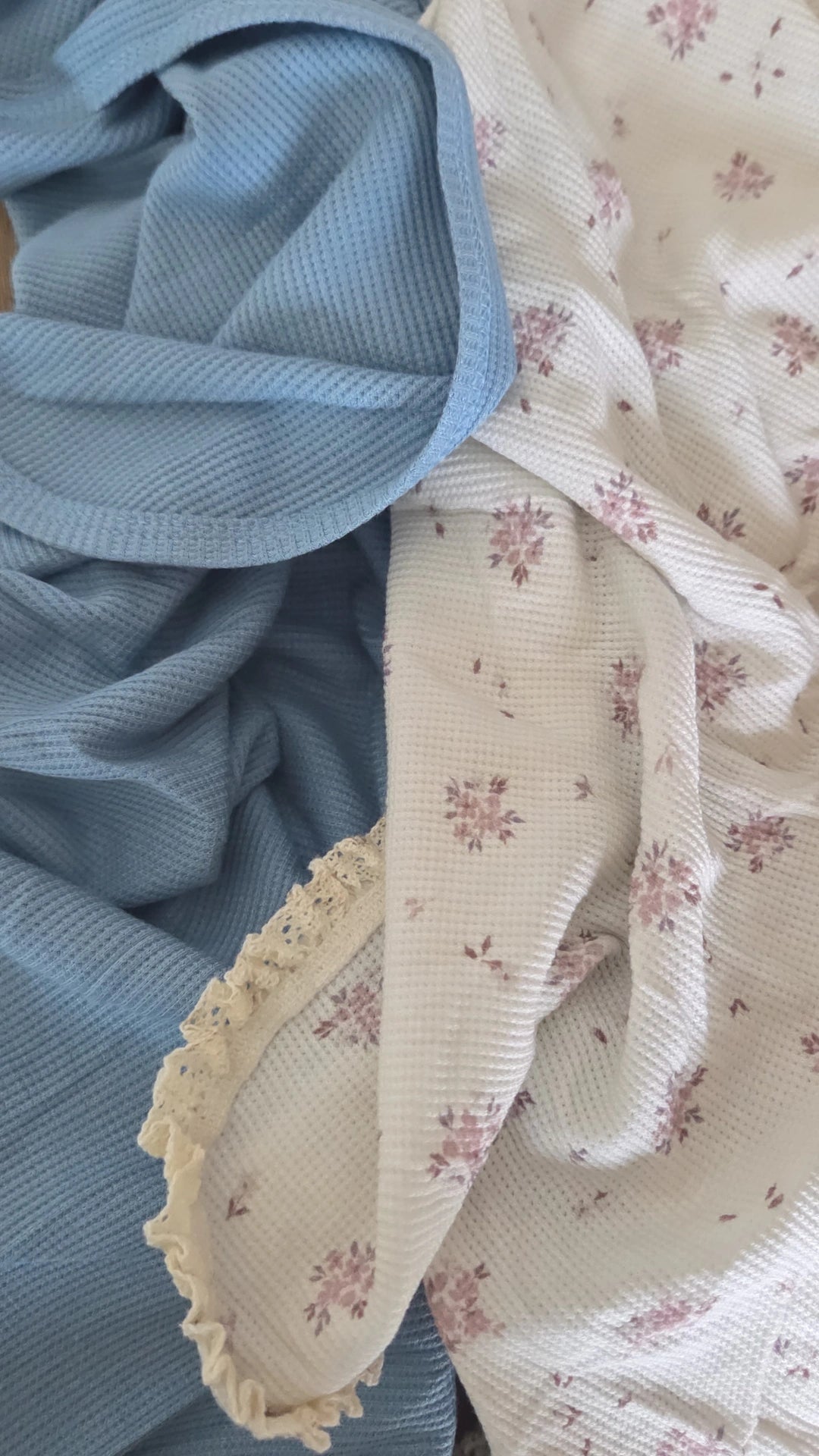 Waffle Knit Receiving Blanket - Dusty Blue