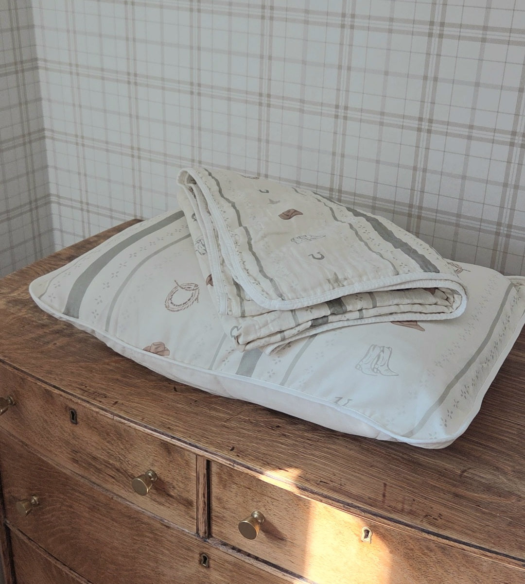 Big Kid Throw Blanket + Sham SET- Vintage Cowboy