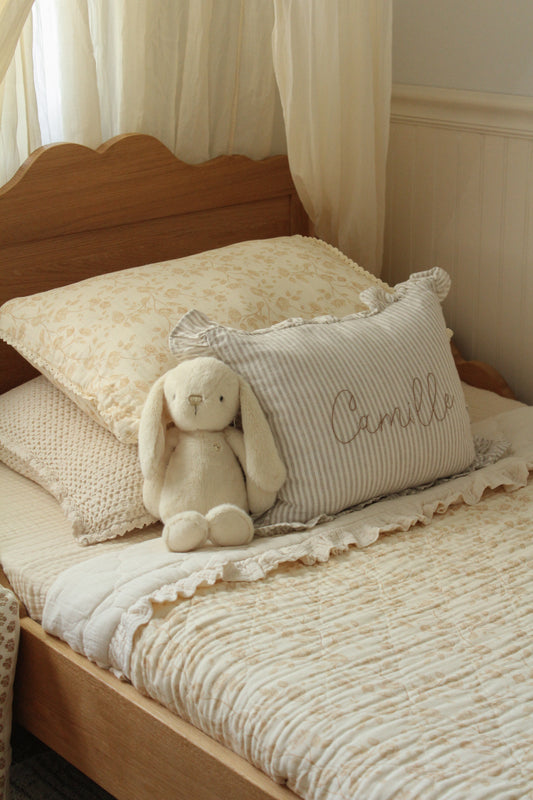 Big Kid Throw Blanket + Sham SET- Goldie Buttercream Floral