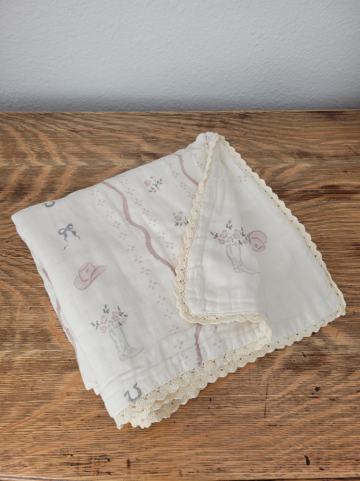 Vintage Country-Cowgirl 6 Layer Gauze Blanket