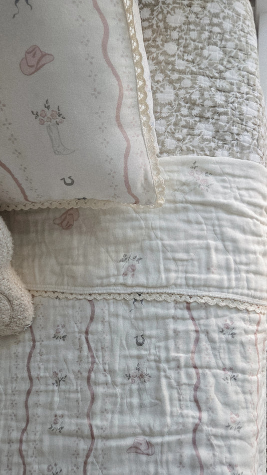 Big Kid Throw Blanket + Sham SET- Vintage Cowgirl