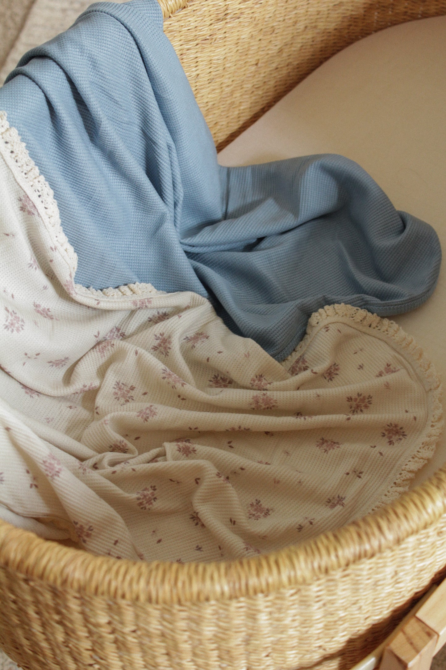 Waffle Knit Receiving Blanket - Dusty Blue